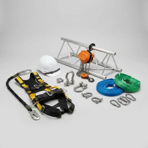 Rigger ALL4SET a suspender ecrã LED em truss