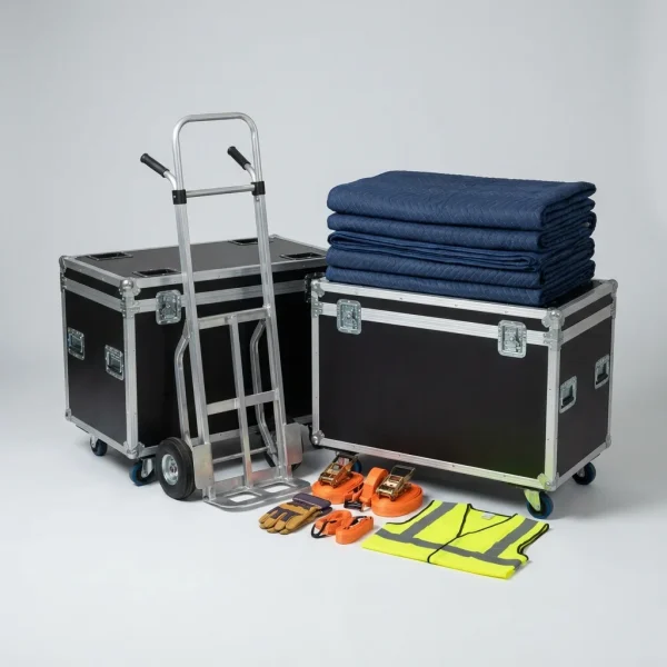 Roadies ALL4SET a descarregar cases de camião em festival