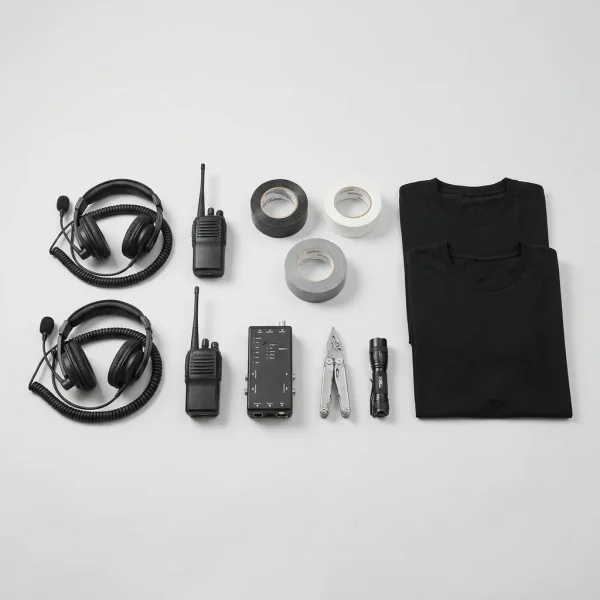 Técnicos de audiovisuais ALL4SET a operar mesa de som em festival